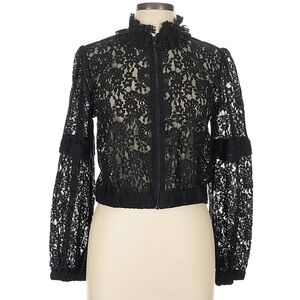 Coolrated Miami Black Lace Sheer Zip Top – Size L